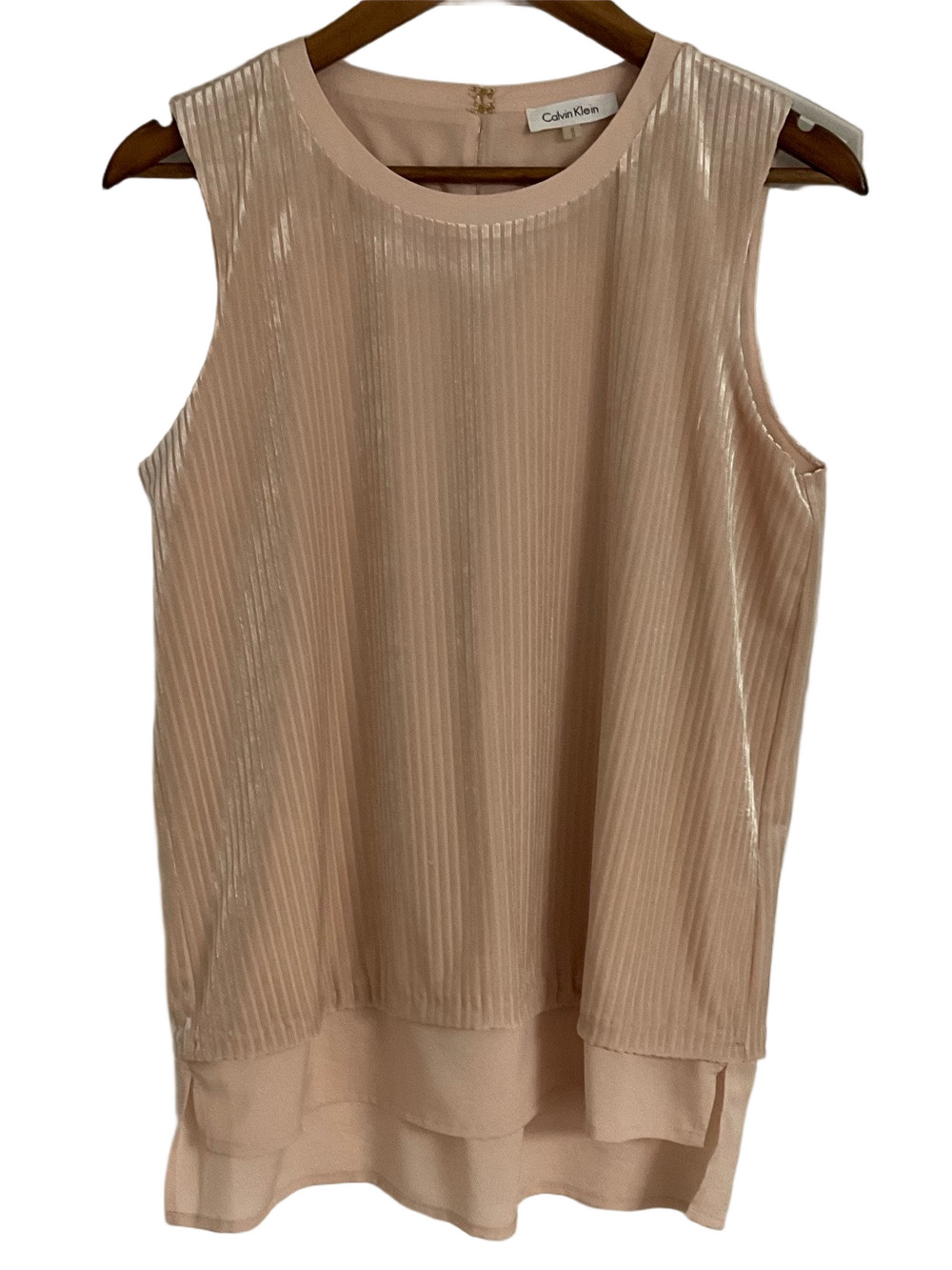 Women’s Calvin Klein Blush Sleeveless Layered Shell Top Size Medium